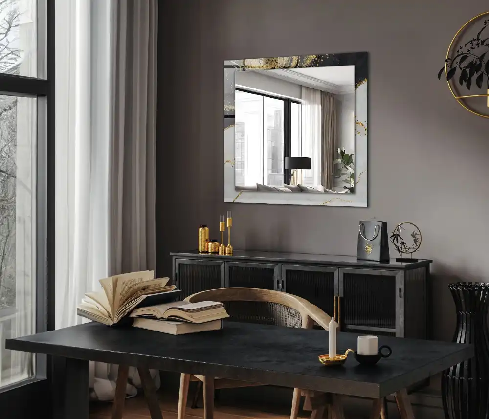 Obdĺžnikové dekoračné zrkadlo Abstraktné zlaté umenie