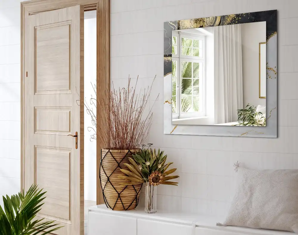 Obdĺžnikové dekoračné zrkadlo Abstraktné zlaté umenie