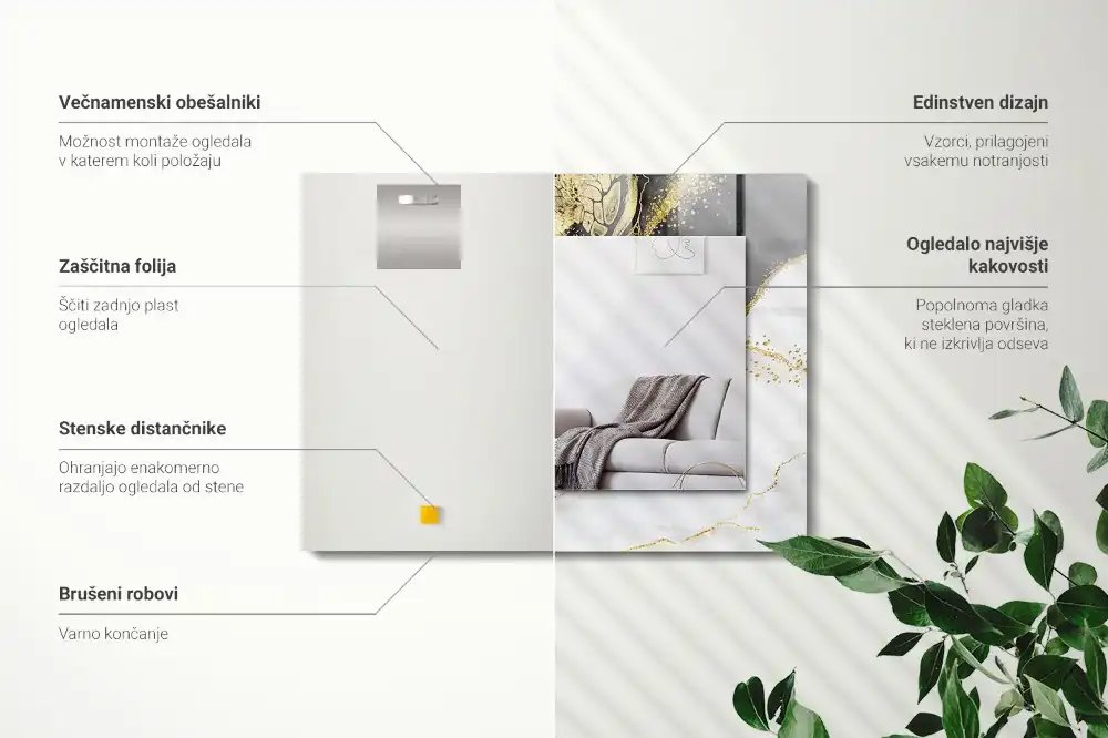 Obdĺžnikové dekoračné zrkadlo Abstraktné zlaté umenie