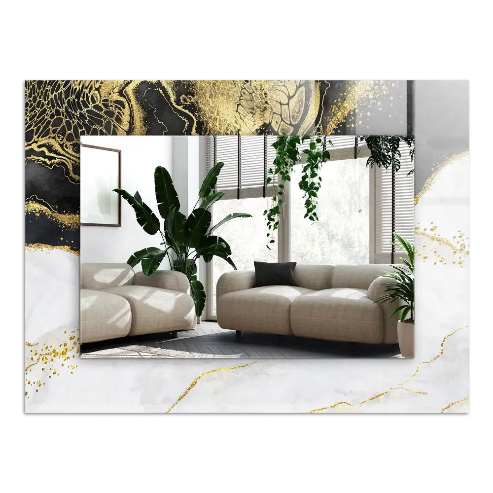 Obdĺžnikové dekoračné zrkadlo Abstraktné zlaté umenie