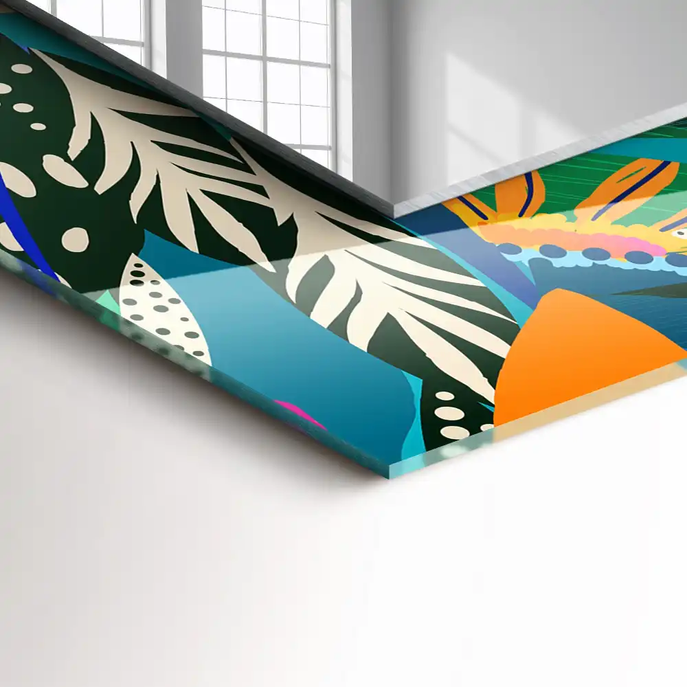 Obdĺžnikové zrkadlo s motívom Farebné abstraktné kvety