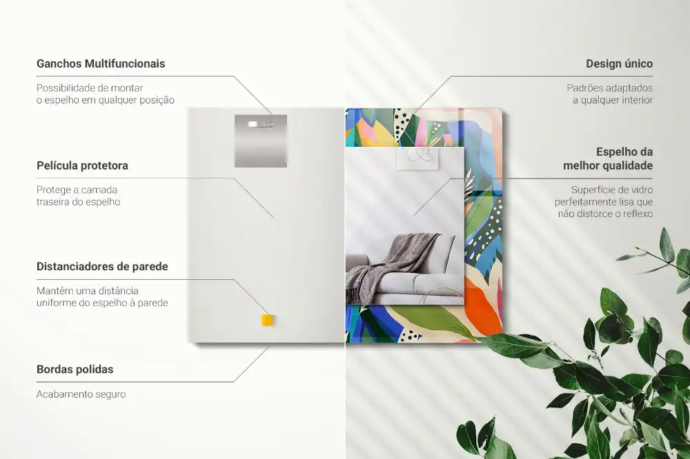 Obdĺžnikové zrkadlo s motívom Farebné abstraktné kvety