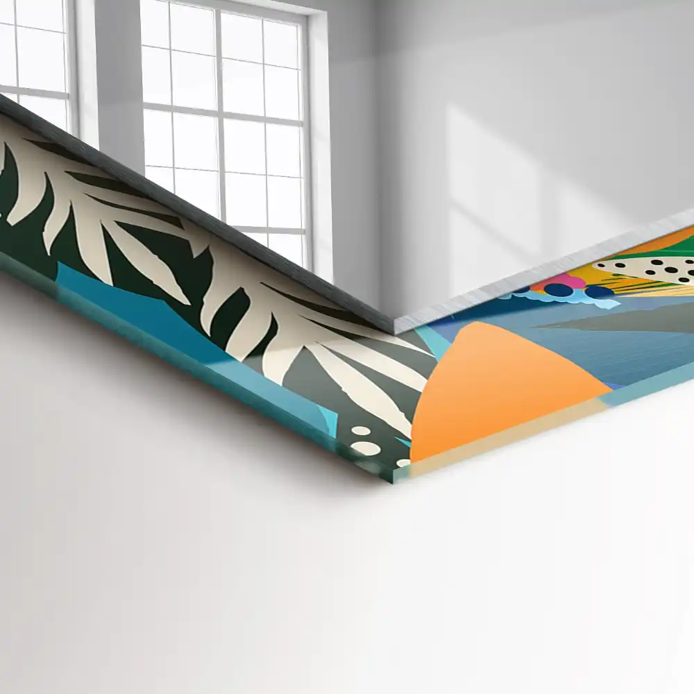 Obdĺžnikové zrkadlo s motívom Farebné abstraktné kvety