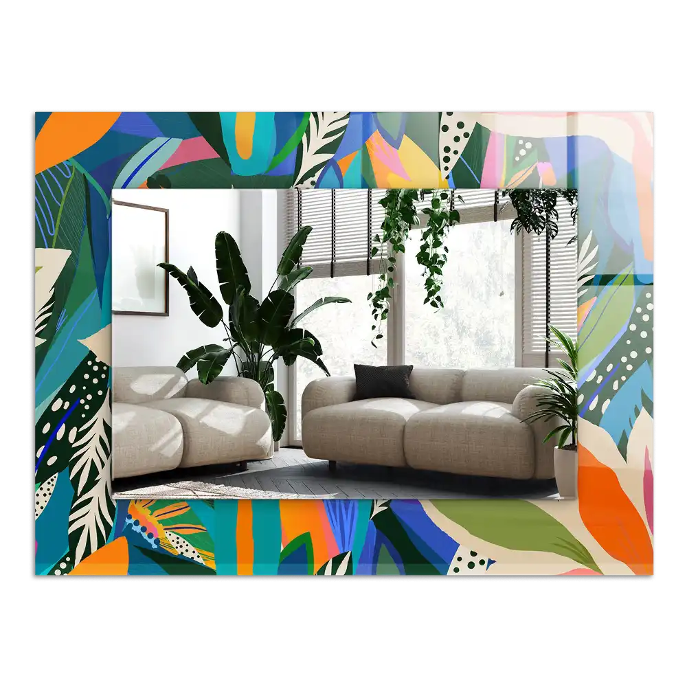 Obdĺžnikové zrkadlo s motívom Farebné abstraktné kvety