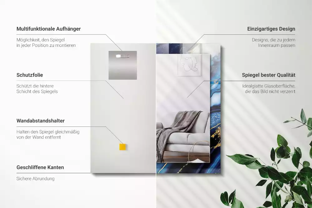 Obdĺžnikové ozdobné zrkadlo Abstraktné mramorové umenie