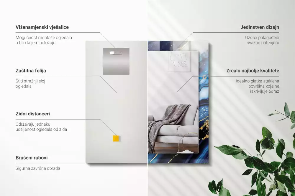 Obdĺžnikové ozdobné zrkadlo Abstraktné mramorové umenie