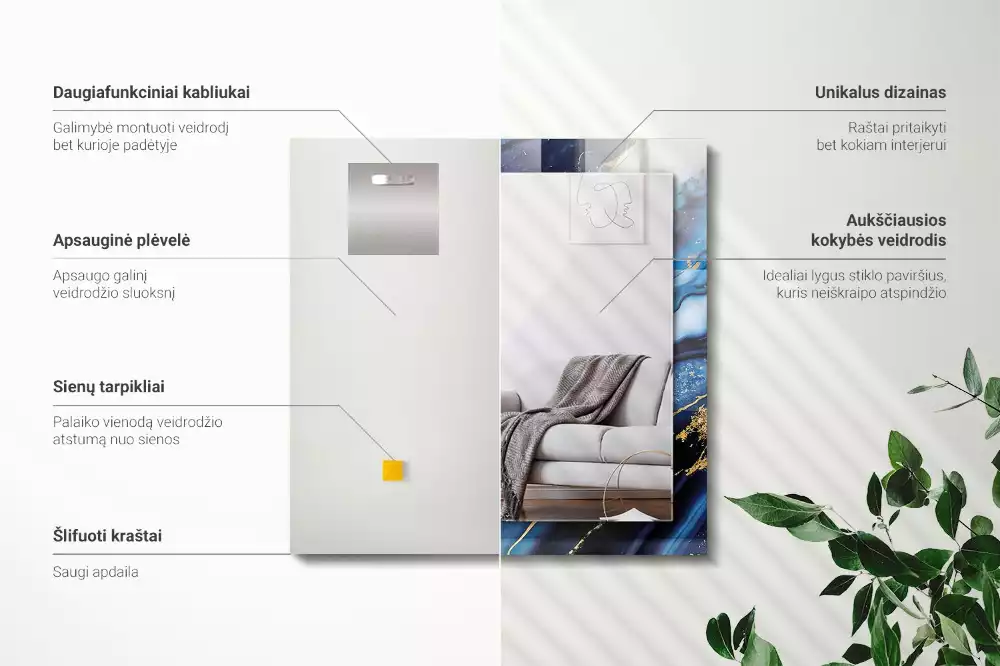 Obdĺžnikové ozdobné zrkadlo Abstraktné mramorové umenie