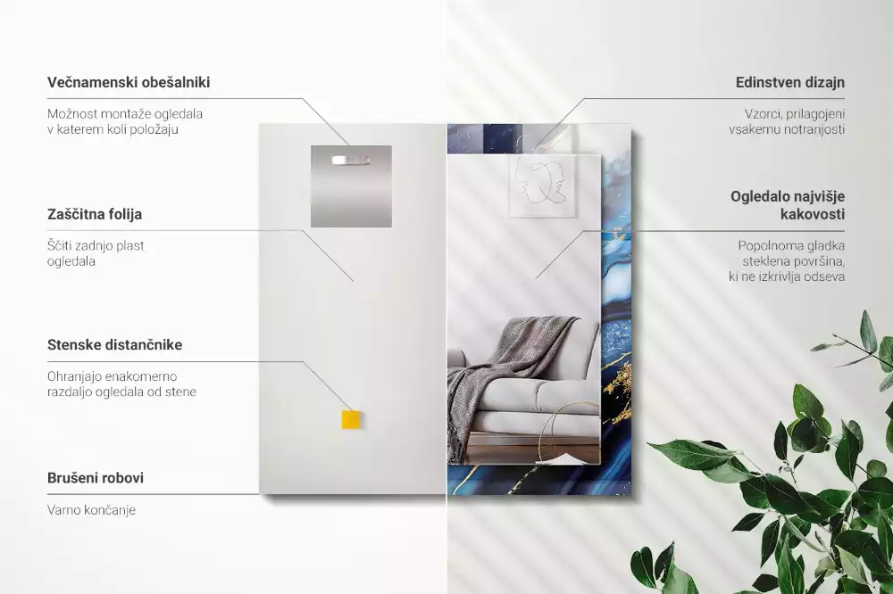 Obdĺžnikové ozdobné zrkadlo Abstraktné mramorové umenie