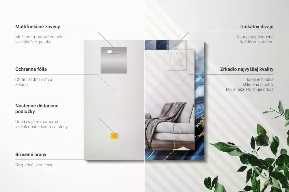 Obdĺžnikové ozdobné zrkadlo Abstraktné mramorové umenie