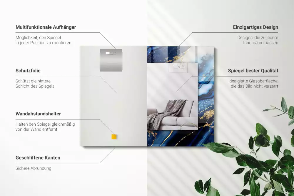 Obdĺžnikové ozdobné zrkadlo Abstraktné mramorové umenie