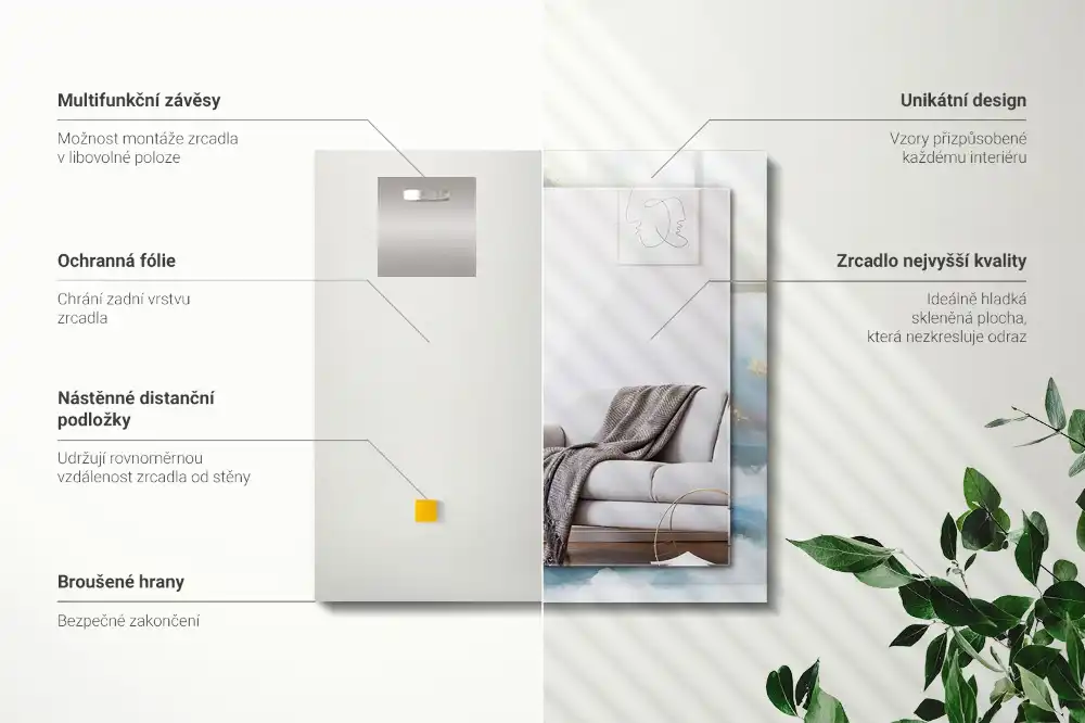 Obdĺžnikové dekoračné zrkadlo Hory v hmle