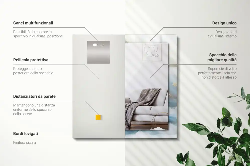 Obdĺžnikové dekoračné zrkadlo Hory v hmle