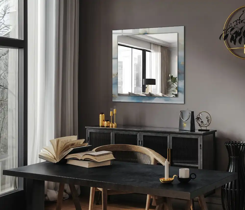 Obdĺžnikové dekoračné zrkadlo Hory v hmle