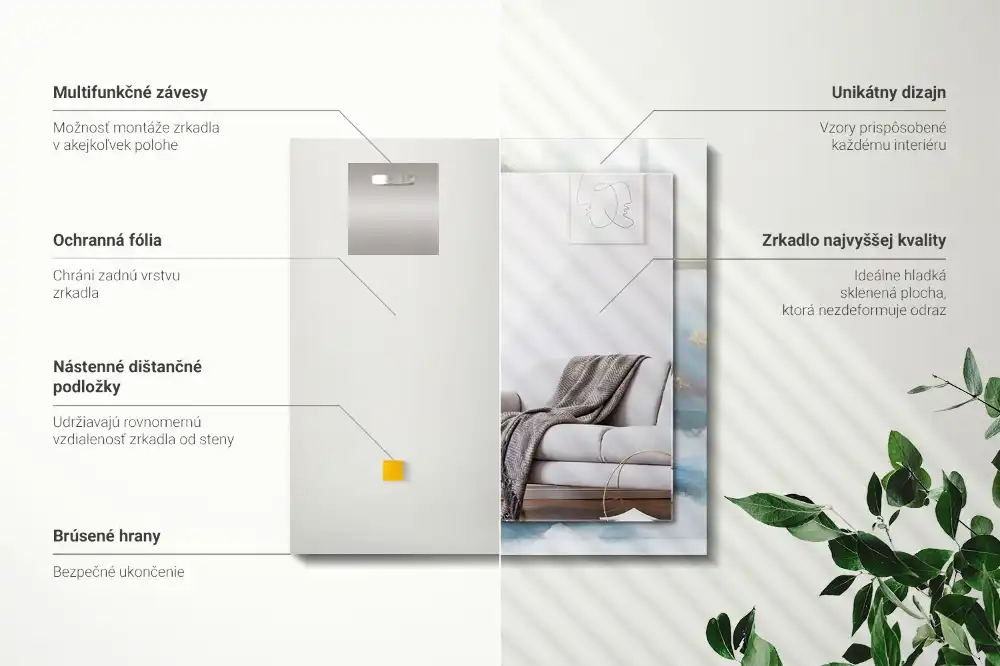 Obdĺžnikové dekoračné zrkadlo Hory v hmle