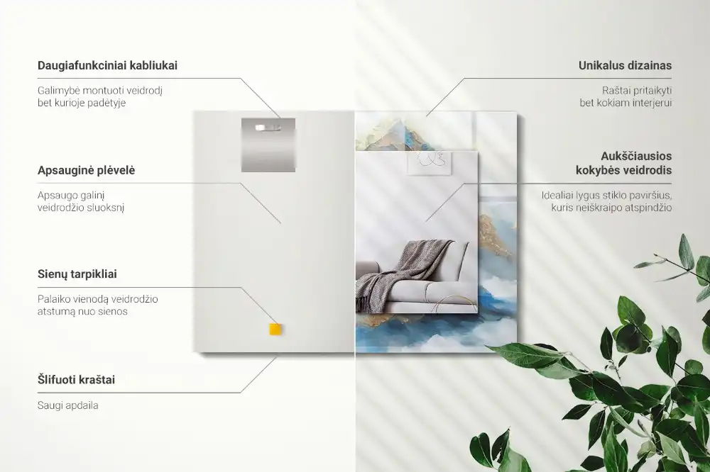 Obdĺžnikové dekoračné zrkadlo Hory v hmle