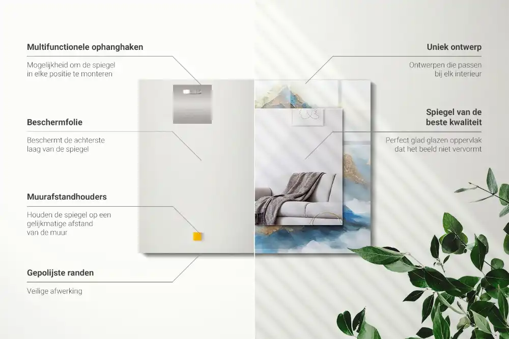 Obdĺžnikové dekoračné zrkadlo Hory v hmle