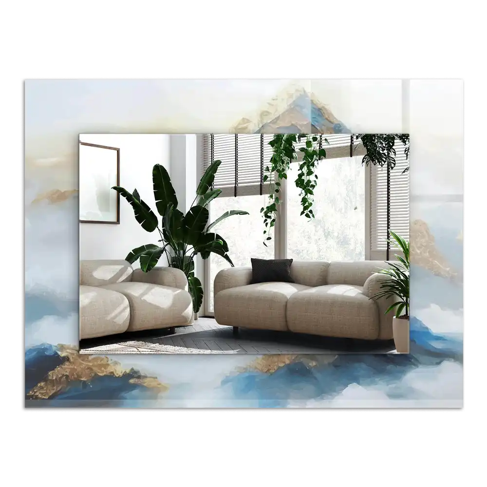 Obdĺžnikové dekoračné zrkadlo Hory v hmle