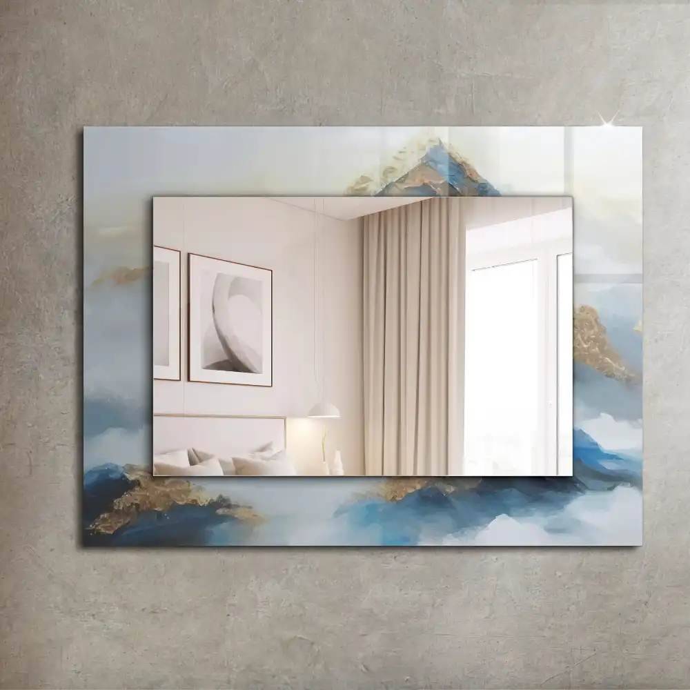 Obdĺžnikové dekoračné zrkadlo Hory v hmle