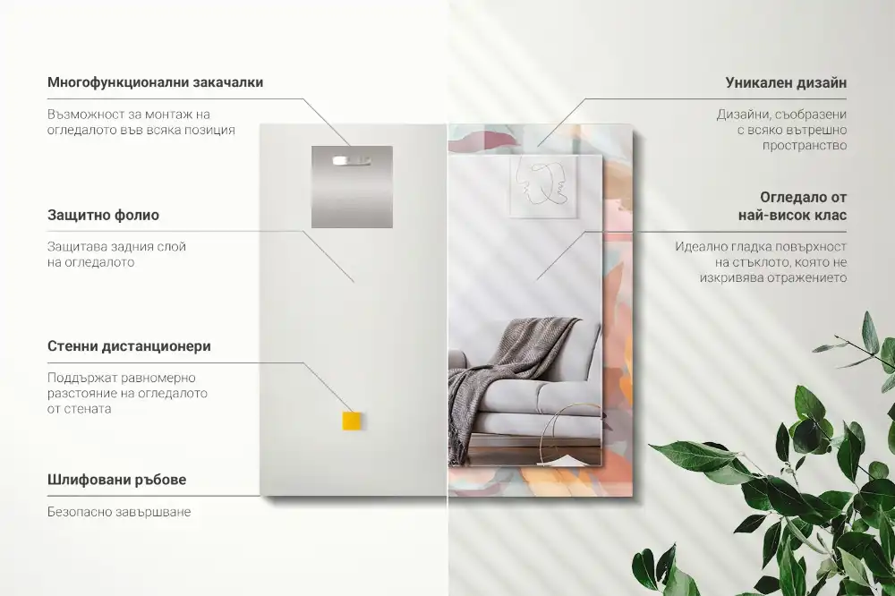 Obdĺžnikové ozdobné zrkadlo Pastelové kvety, listy