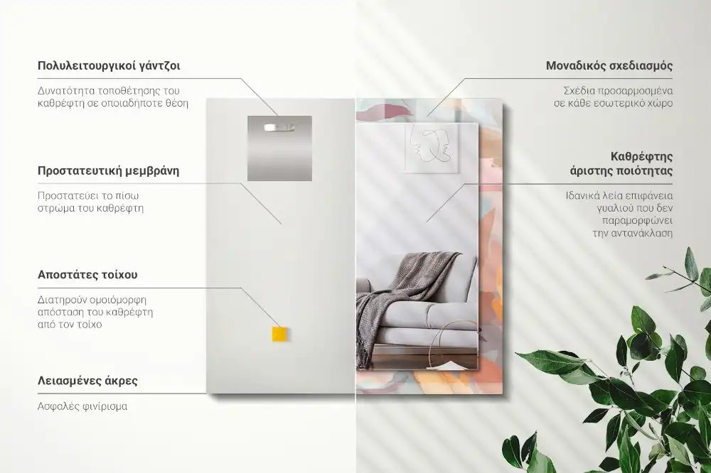 Obdĺžnikové ozdobné zrkadlo Pastelové kvety, listy