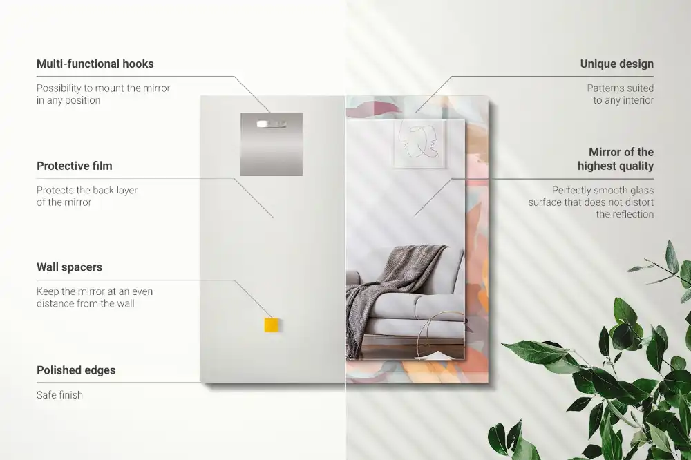 Obdĺžnikové ozdobné zrkadlo Pastelové kvety, listy