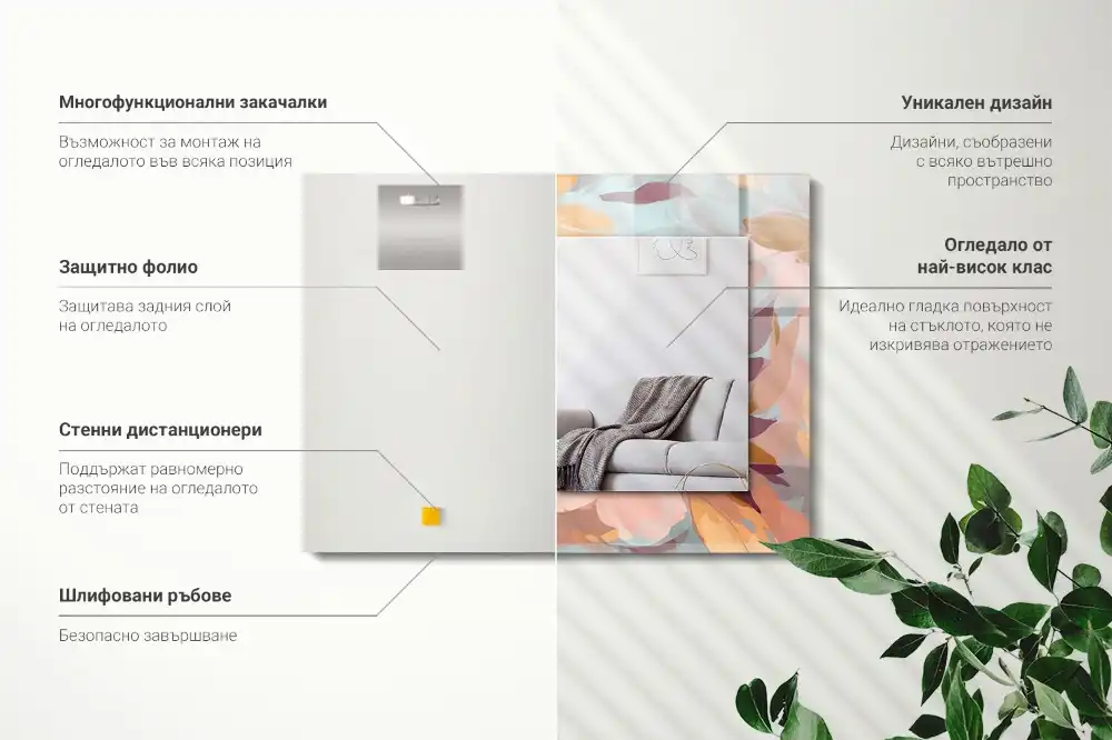 Obdĺžnikové ozdobné zrkadlo Pastelové kvety, listy