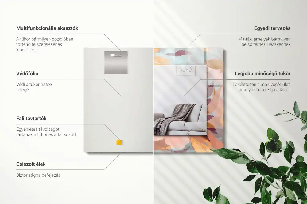 Obdĺžnikové ozdobné zrkadlo Pastelové kvety, listy