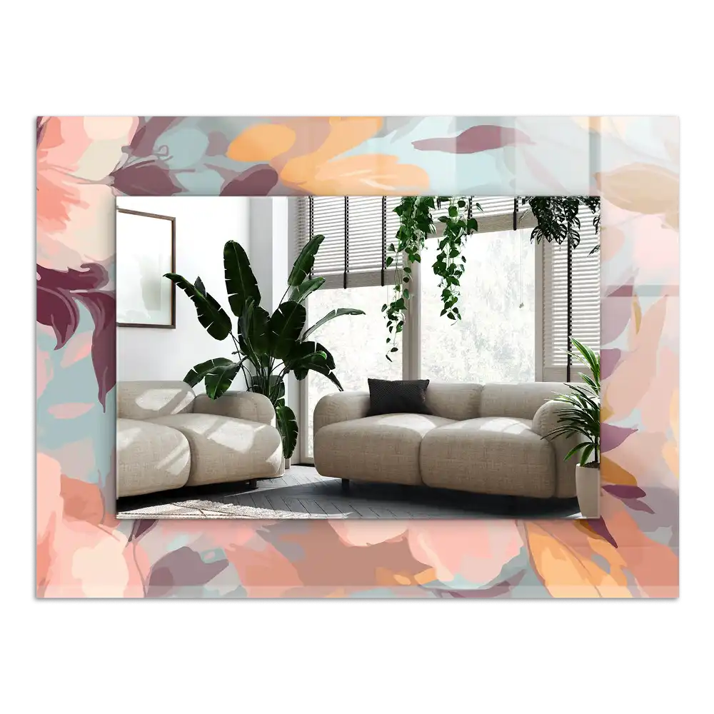 Obdĺžnikové ozdobné zrkadlo Pastelové kvety, listy