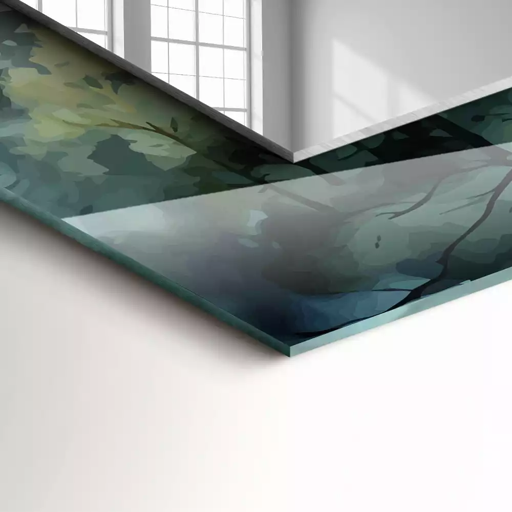 Obdĺžnikové dekoračné zrkadlo Les v hmle