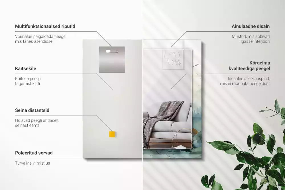 Obdĺžnikové dekoračné zrkadlo Les v hmle