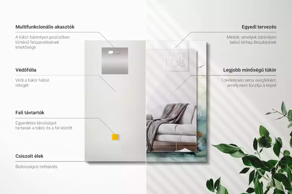 Obdĺžnikové dekoračné zrkadlo Les v hmle