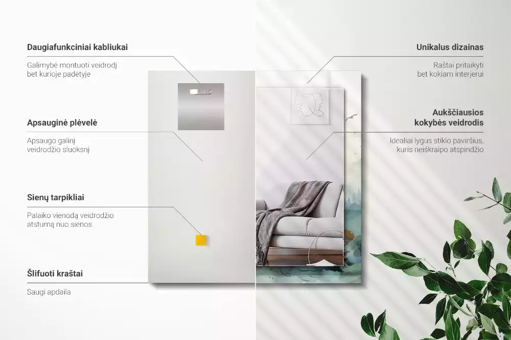 Obdĺžnikové dekoračné zrkadlo Les v hmle