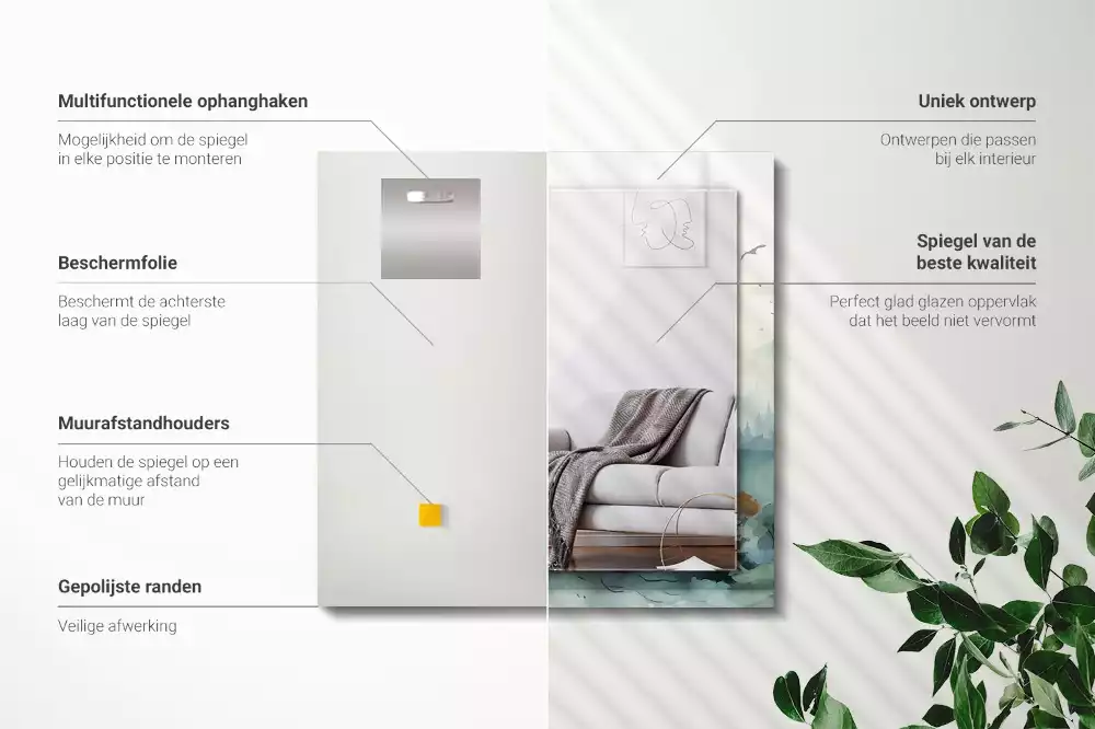 Obdĺžnikové dekoračné zrkadlo Les v hmle