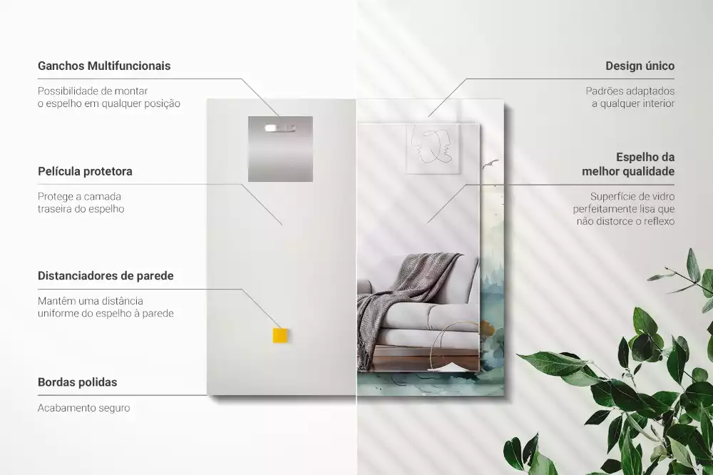 Obdĺžnikové dekoračné zrkadlo Les v hmle