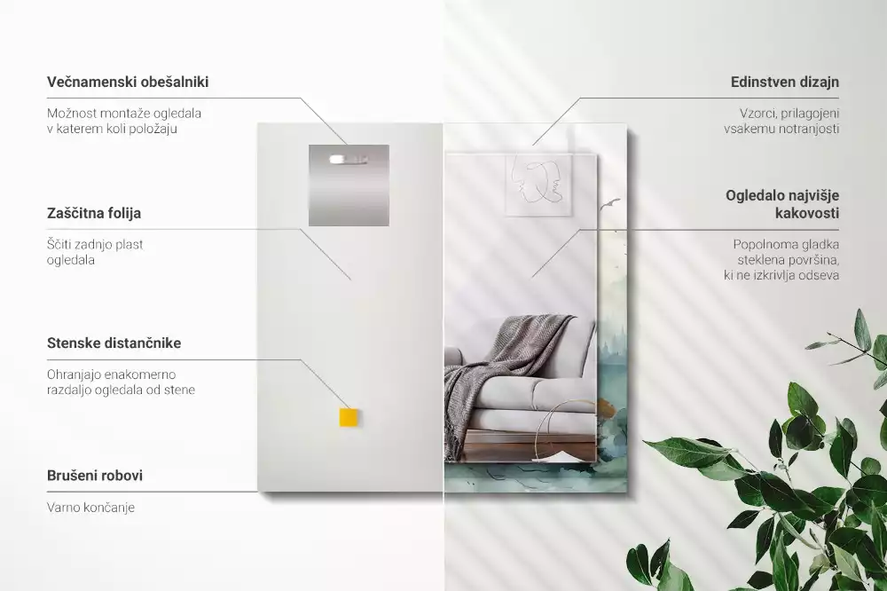 Obdĺžnikové dekoračné zrkadlo Les v hmle