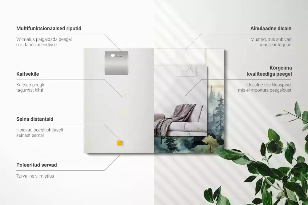 Obdĺžnikové dekoračné zrkadlo Les v hmle