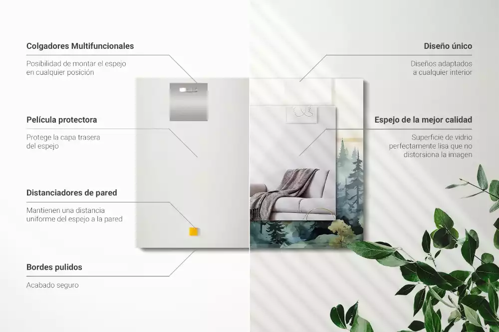 Obdĺžnikové dekoračné zrkadlo Les v hmle