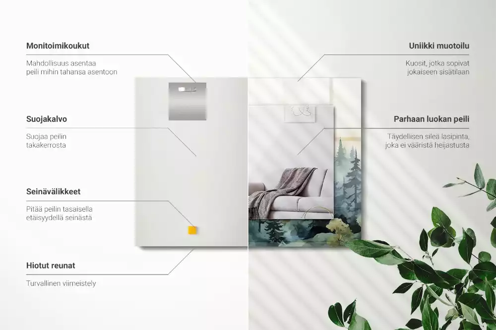 Obdĺžnikové dekoračné zrkadlo Les v hmle