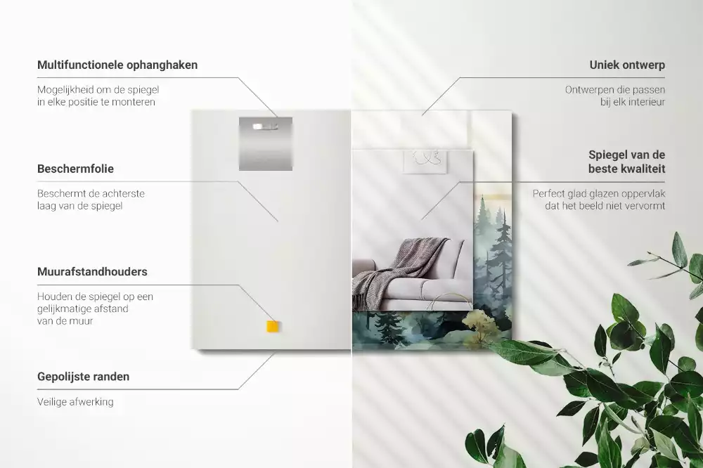 Obdĺžnikové dekoračné zrkadlo Les v hmle