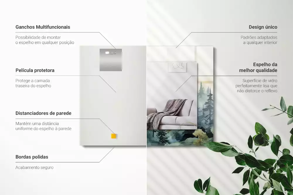 Obdĺžnikové dekoračné zrkadlo Les v hmle