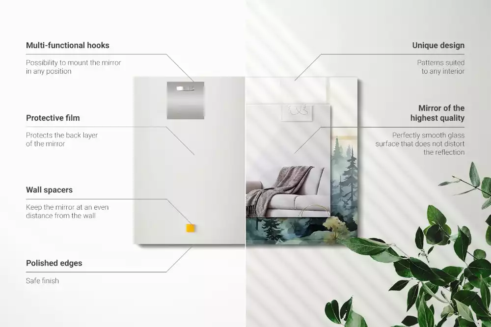 Obdĺžnikové dekoračné zrkadlo Les v hmle