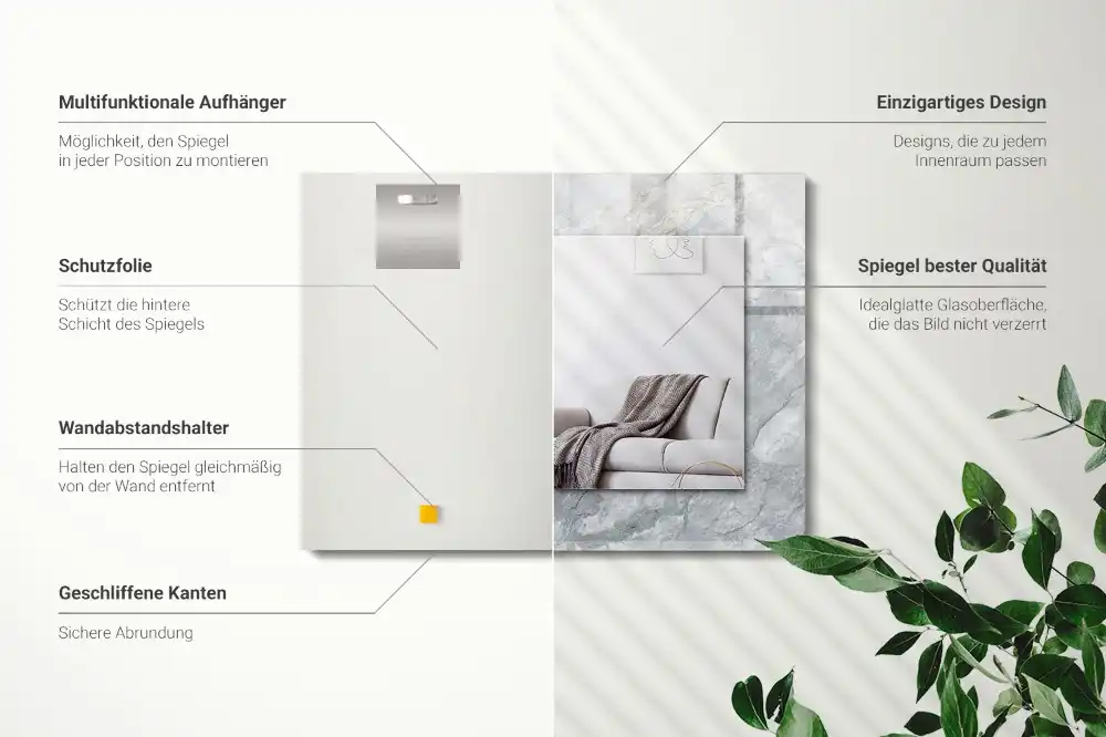 Obdĺžnikové zrkadlo s motívom Mramorové sivé žily