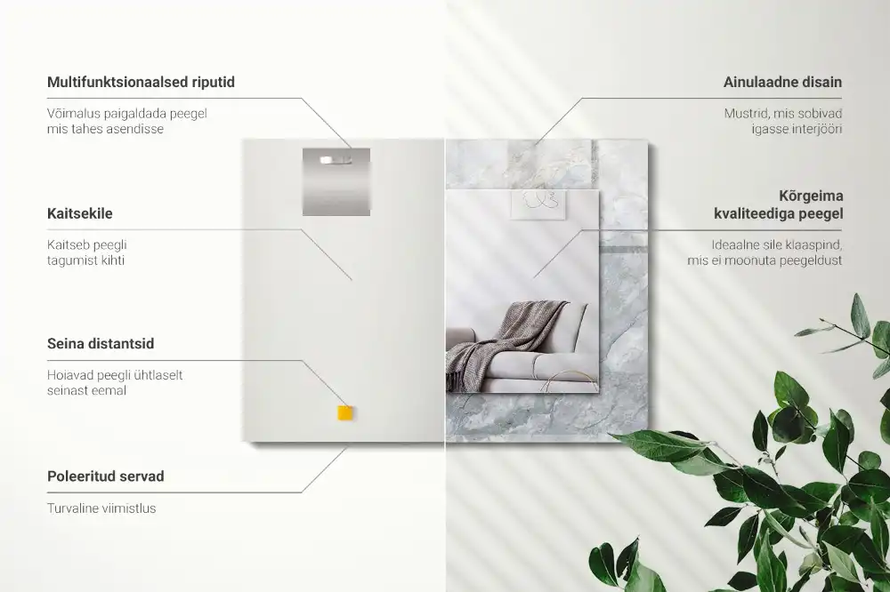 Obdĺžnikové zrkadlo s motívom Mramorové sivé žily