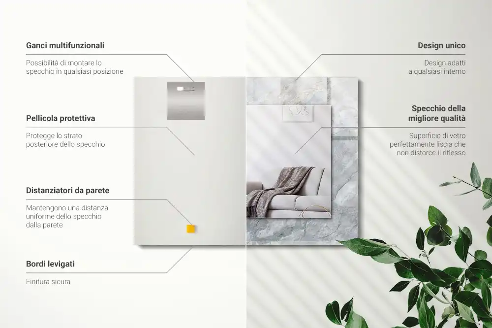 Obdĺžnikové zrkadlo s motívom Mramorové sivé žily