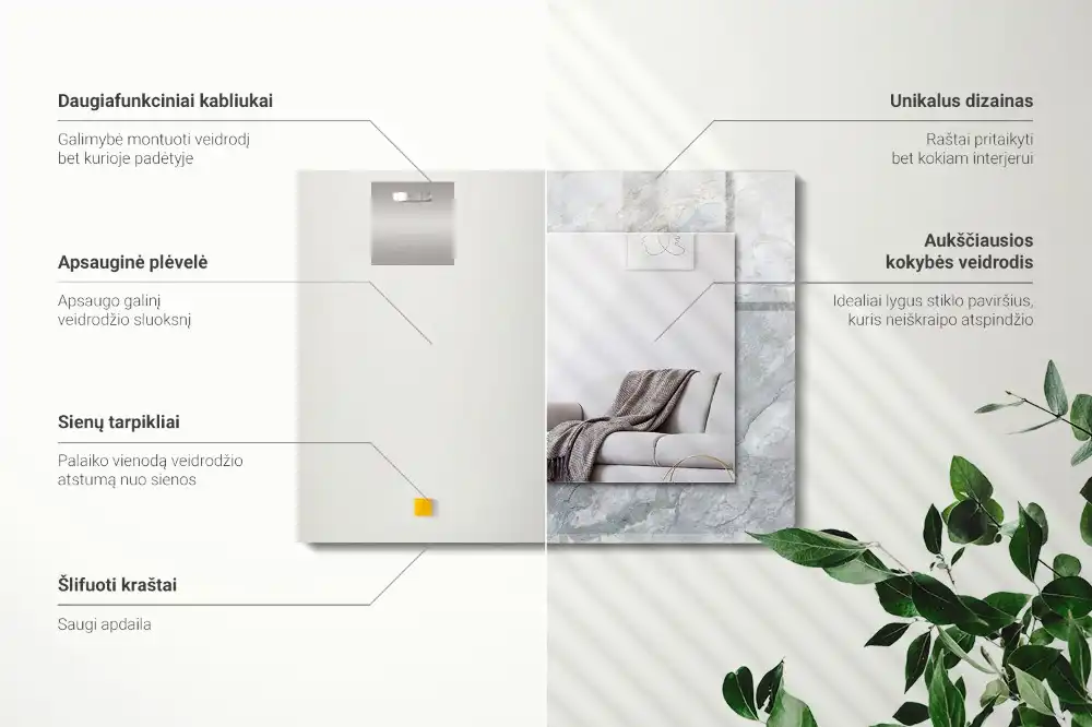 Obdĺžnikové zrkadlo s motívom Mramorové sivé žily