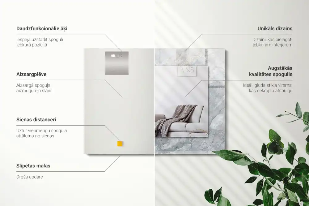 Obdĺžnikové zrkadlo s motívom Mramorové sivé žily