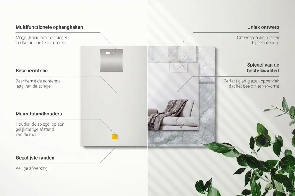 Obdĺžnikové zrkadlo s motívom Mramorové sivé žily