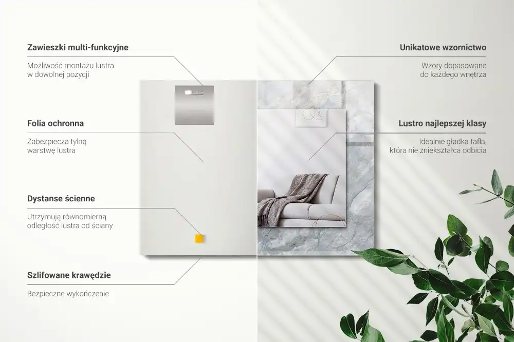 Obdĺžnikové zrkadlo s motívom Mramorové sivé žily