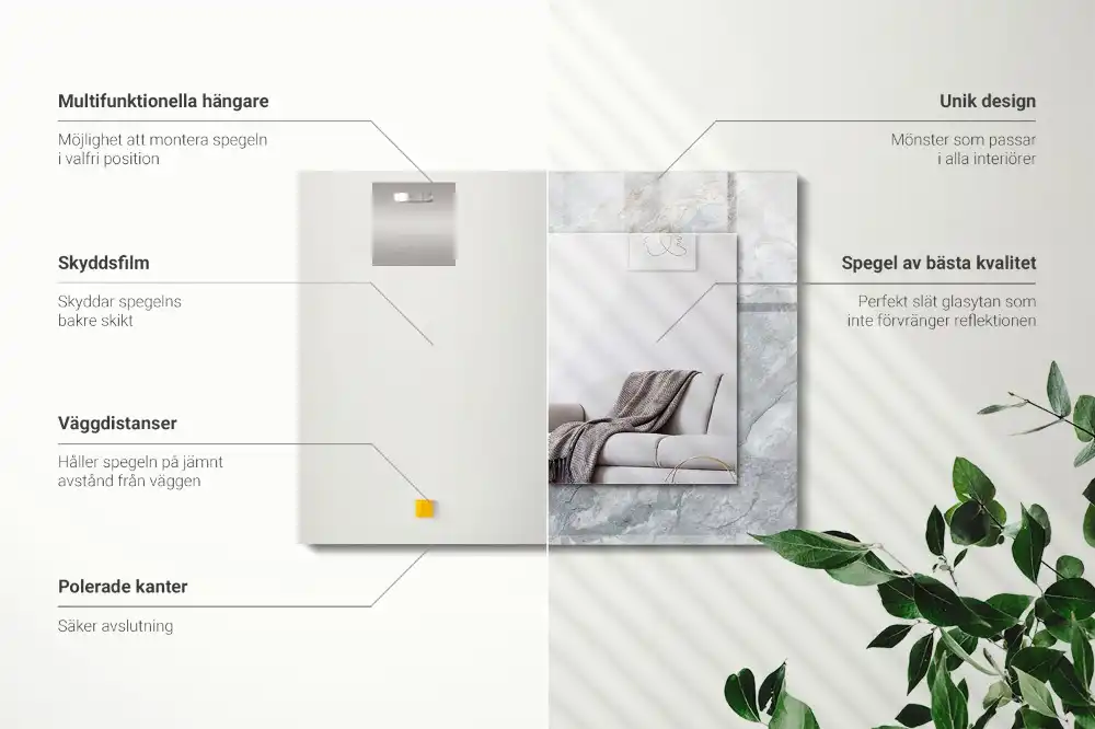 Obdĺžnikové zrkadlo s motívom Mramorové sivé žily