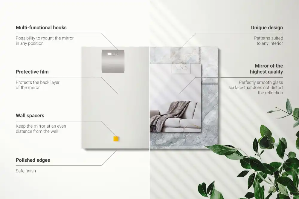 Obdĺžnikové zrkadlo s motívom Mramorové sivé žily